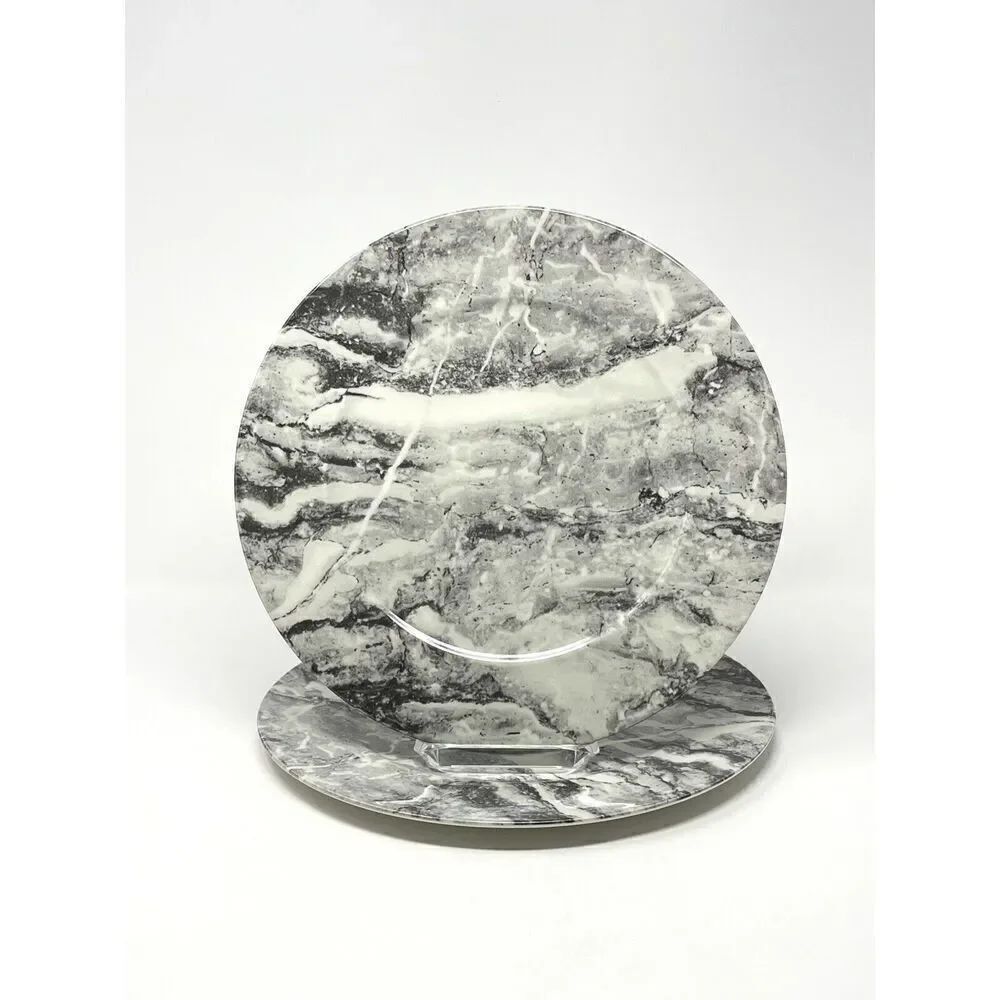 Villeroy & Boch Ravenna 12” Porcelain Gray Marble Service Plate Charger Set Of 2
